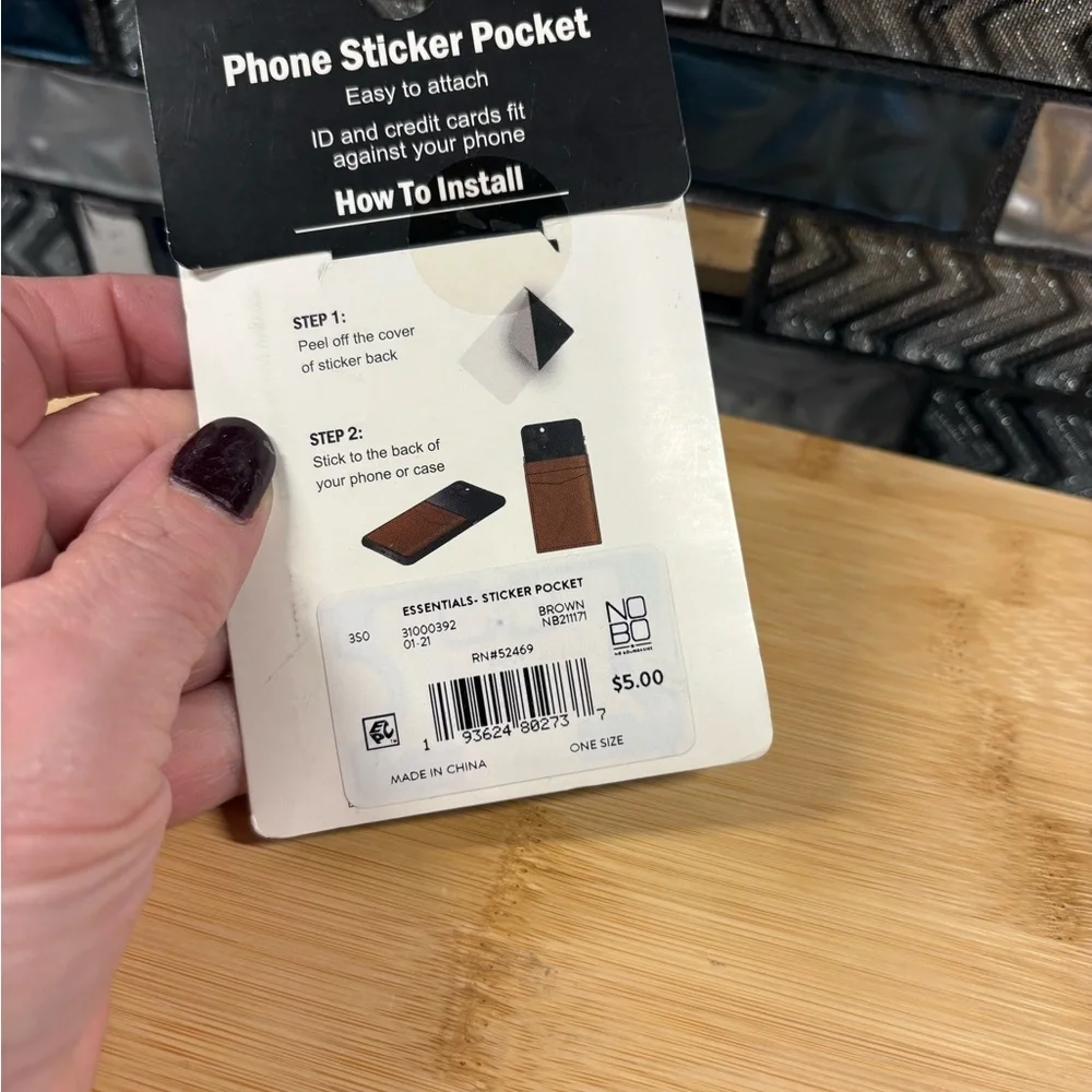 NOBO Brown Phone Sticker Pocket